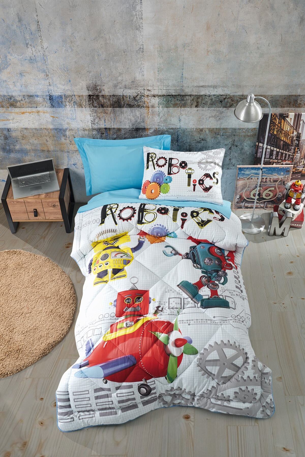 Cotton Box Junior Tek Kişilik Uyku Seti Robot Mavi