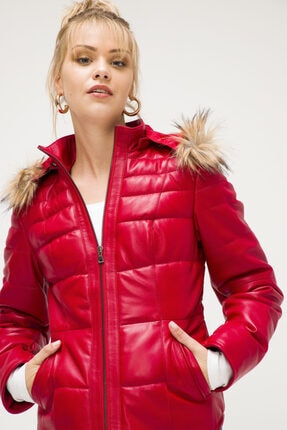 Laura Kırmızı Hakiki Deri Mont Kadın Image 5