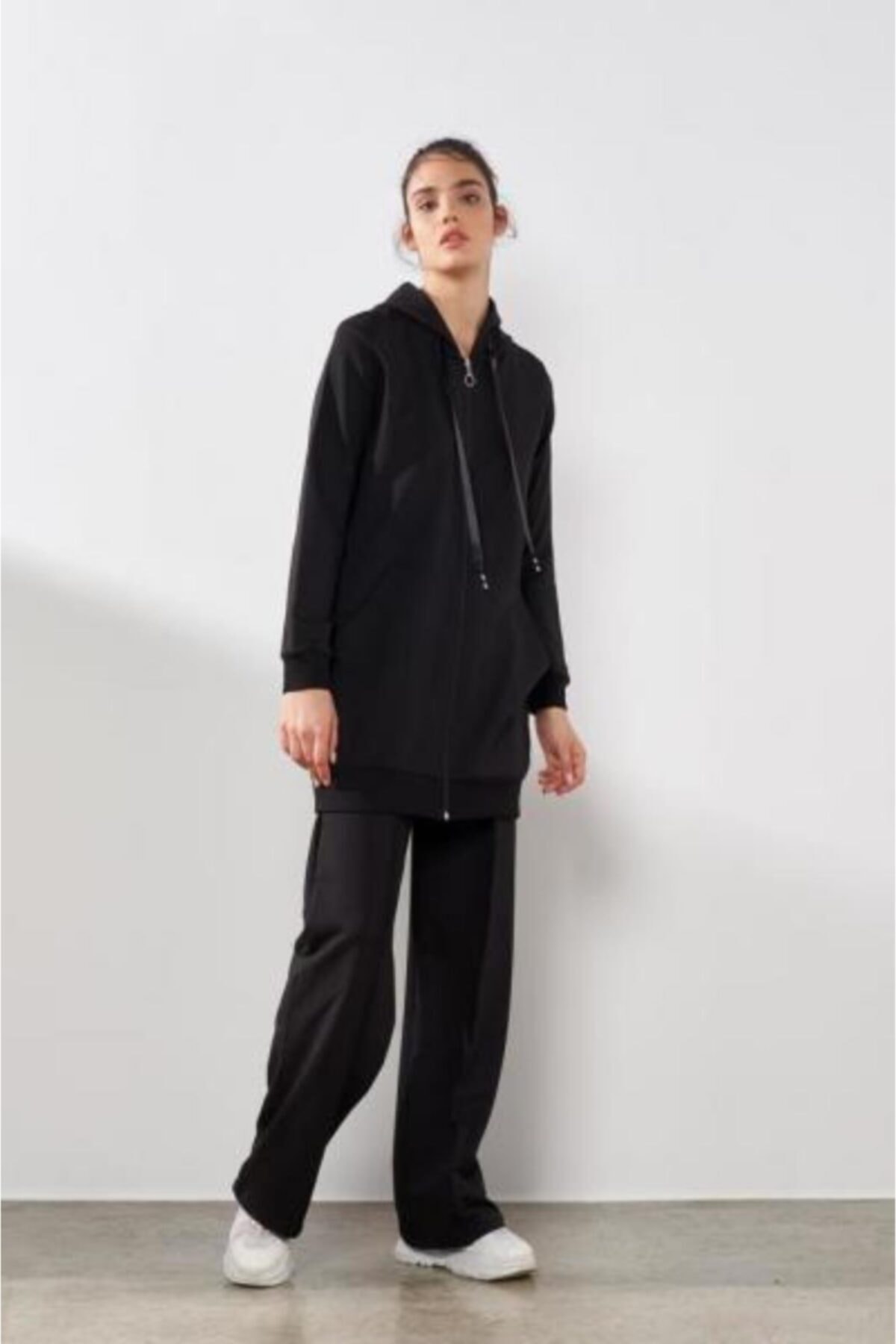 Basicpark Simple Fermuarlı Siyah Sweat