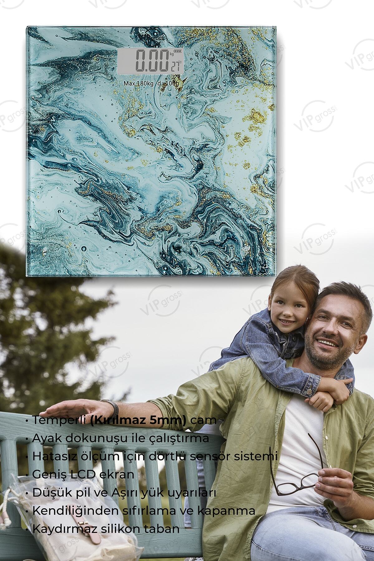 vipgross Dijital Baskül Altın Mermer Desen Terazi Tf 1058
