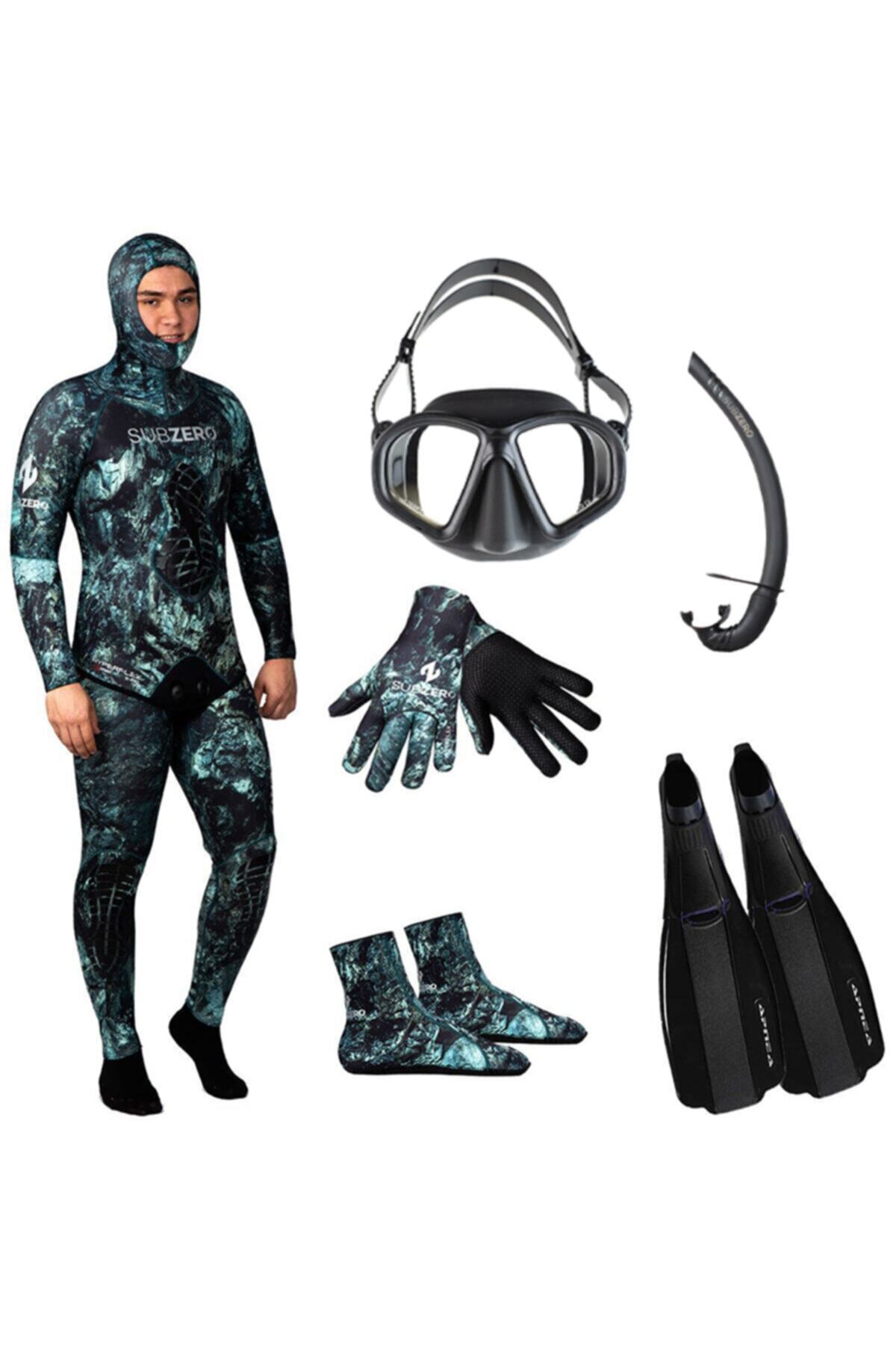 Subzero X-pro 6 Parça Kamuflaj Zıpkınla Serbest Dalış Seti