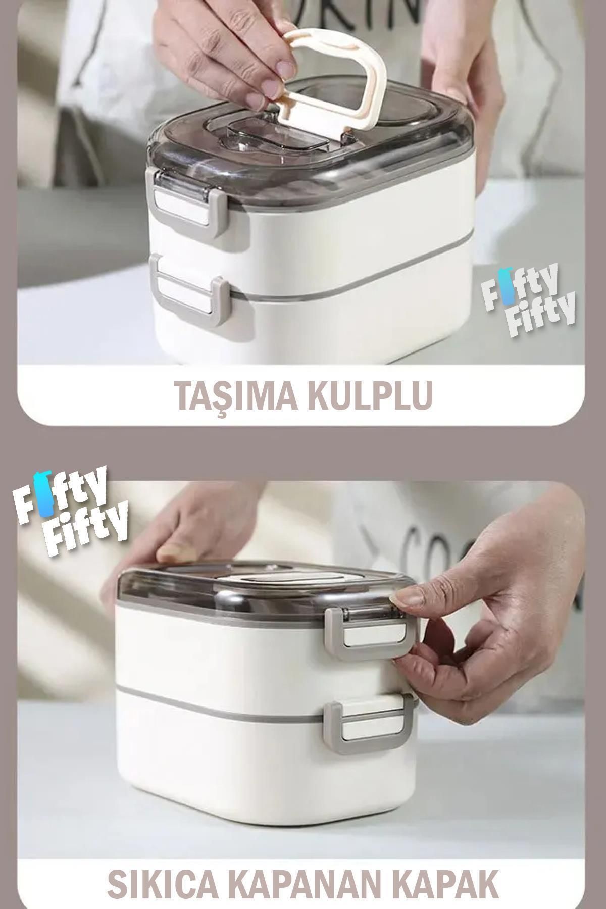 1450 ML 3 Kat Çelik (2 Kat Kullanılabilir) Bento Lunch Box Yeni Nesil Sefer Tası-FFLBOX708