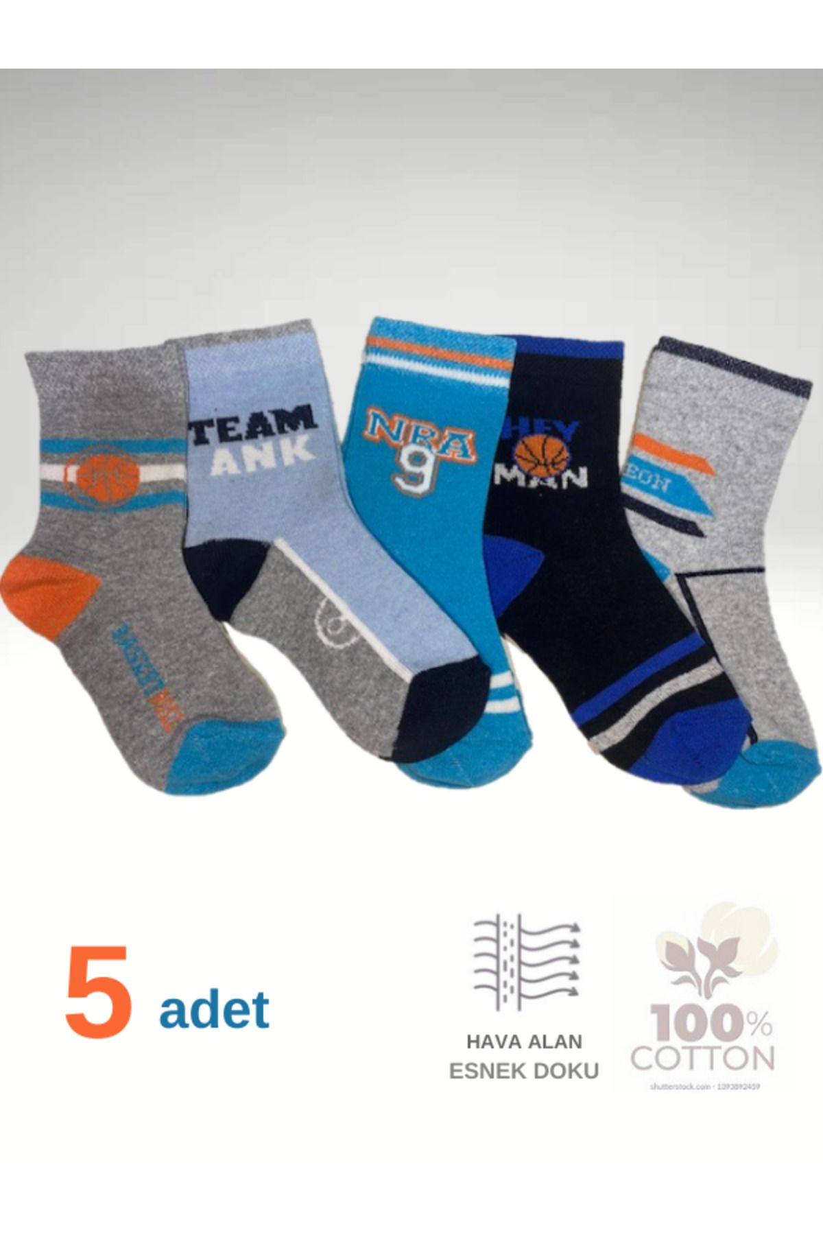 Hobins Sportswear Company 5Çift Basket'ci Des...