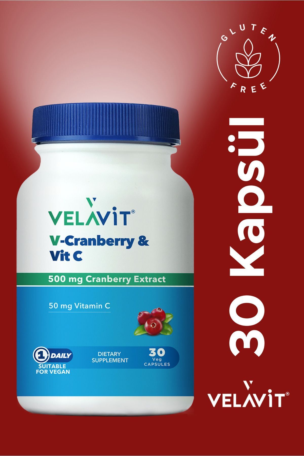 Velavit V-Cranberry & Vit C30 Kapsül