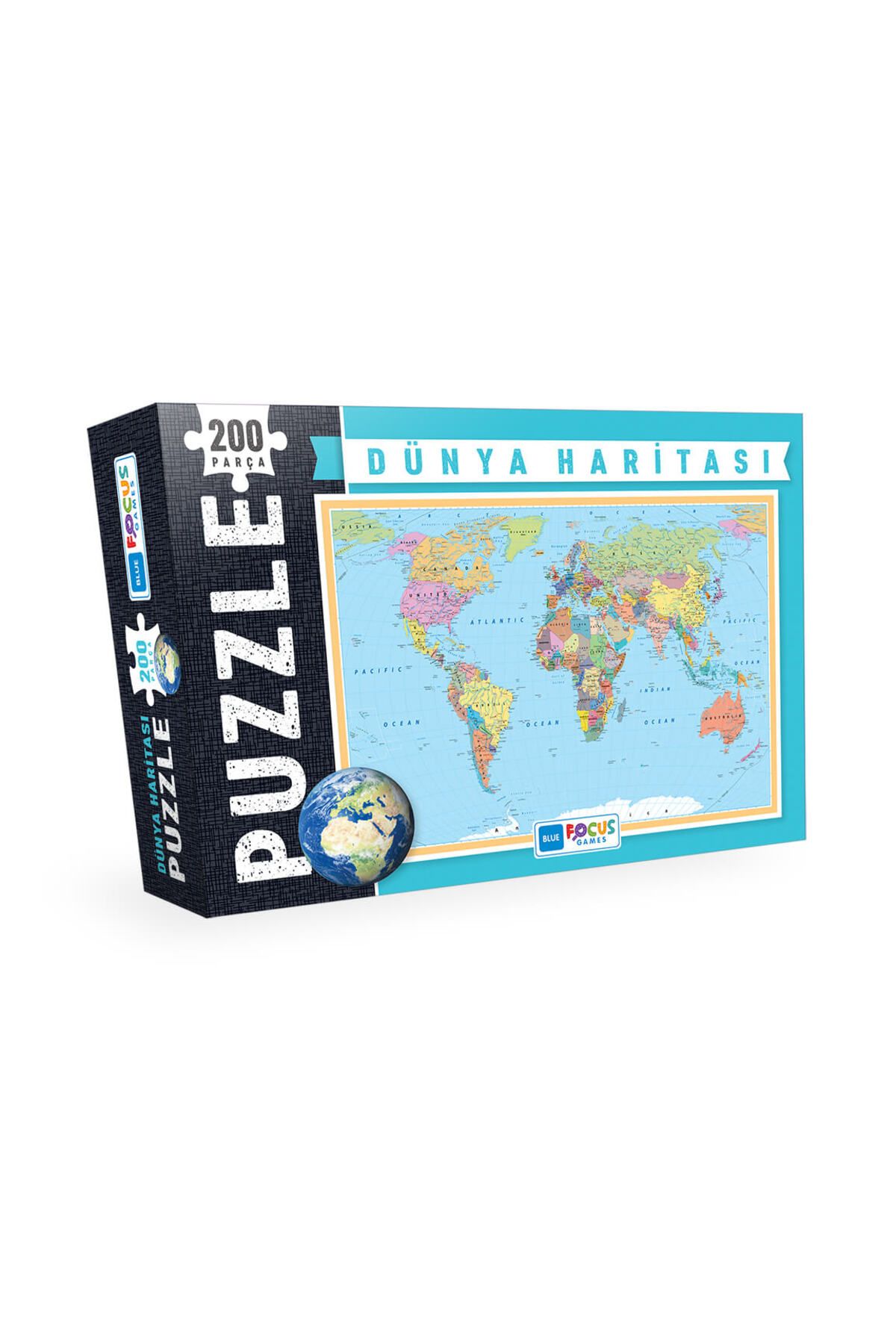 Blue Focus 200 Parça Puzzle -Dünya Haritası P...