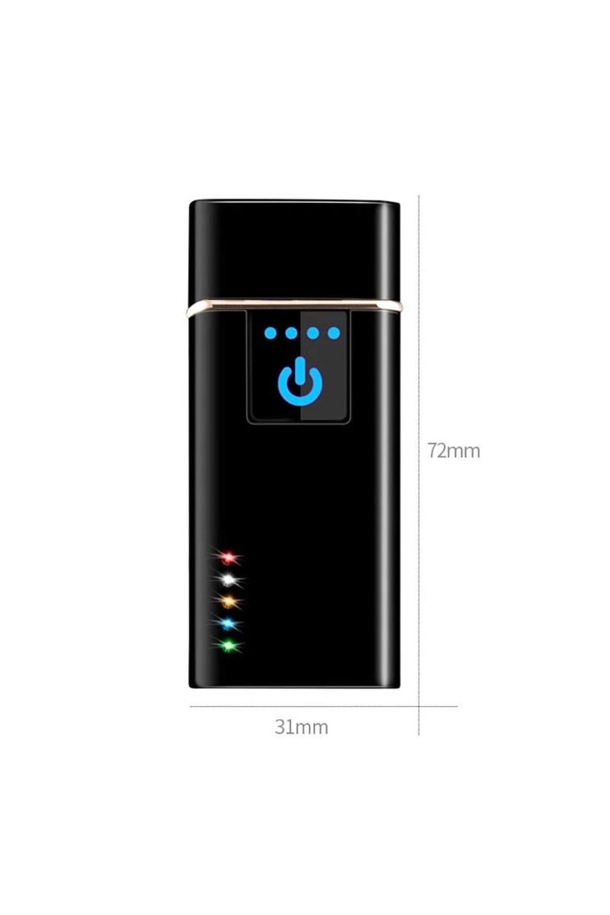 Elektronik Şarj Edilebilir Alevsiz Usb Dokunmatik Siyah Çakmak - Kutulu