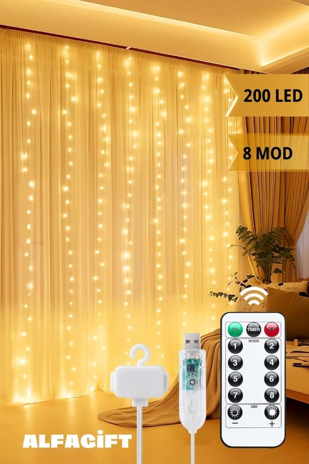 ALFAGİFT200 Ledli 10 SaçaklıPerde Led Işık-8...