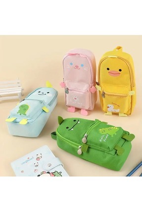 Pembe Kedi Öğrenci Kalem Kutu Kalemlik Aşınmaya Dayanıklı Oxford Bez Image 0