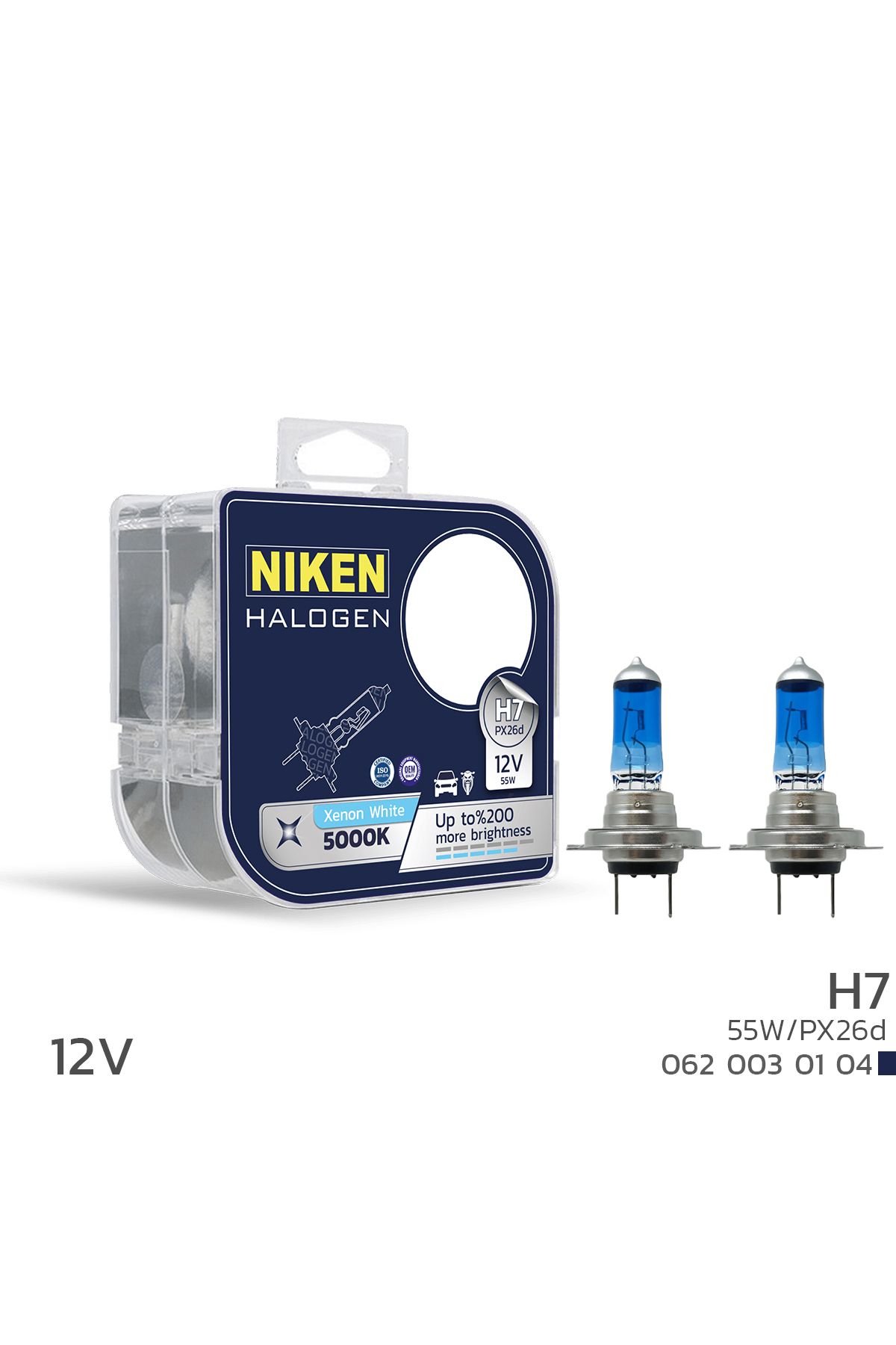 Niken 12V H7 55W Beyaz IşıkAmpul PX26d 5000K