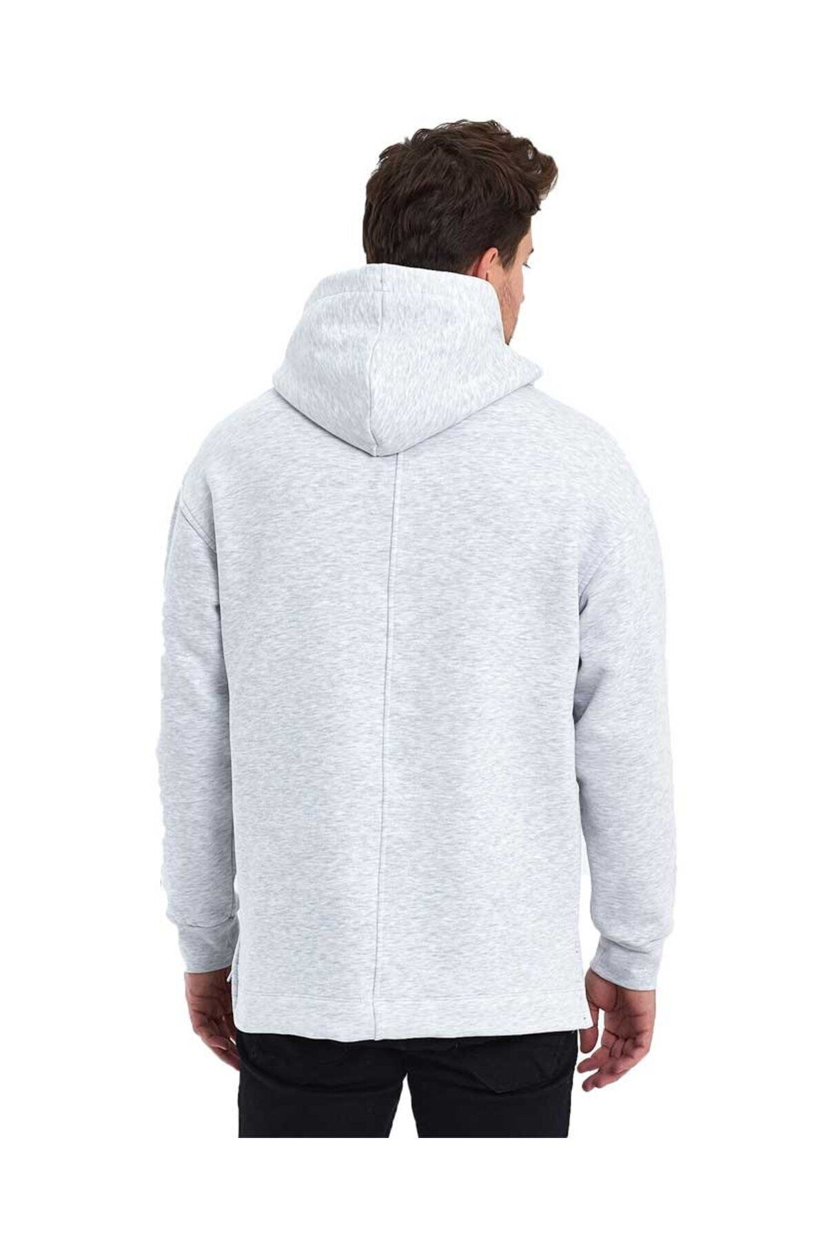 Kapüşonlu Oversize Kanguru Cep Şardonlu 3 İplik Erkek Sweatshirt