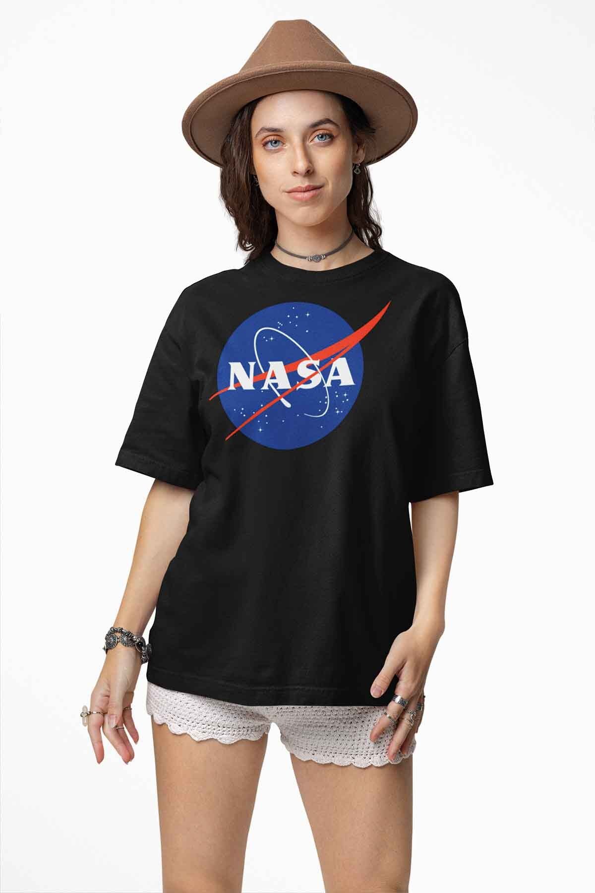 Uzay Temalı Nasa Baskılı Beyaz Unisex T-Shirt