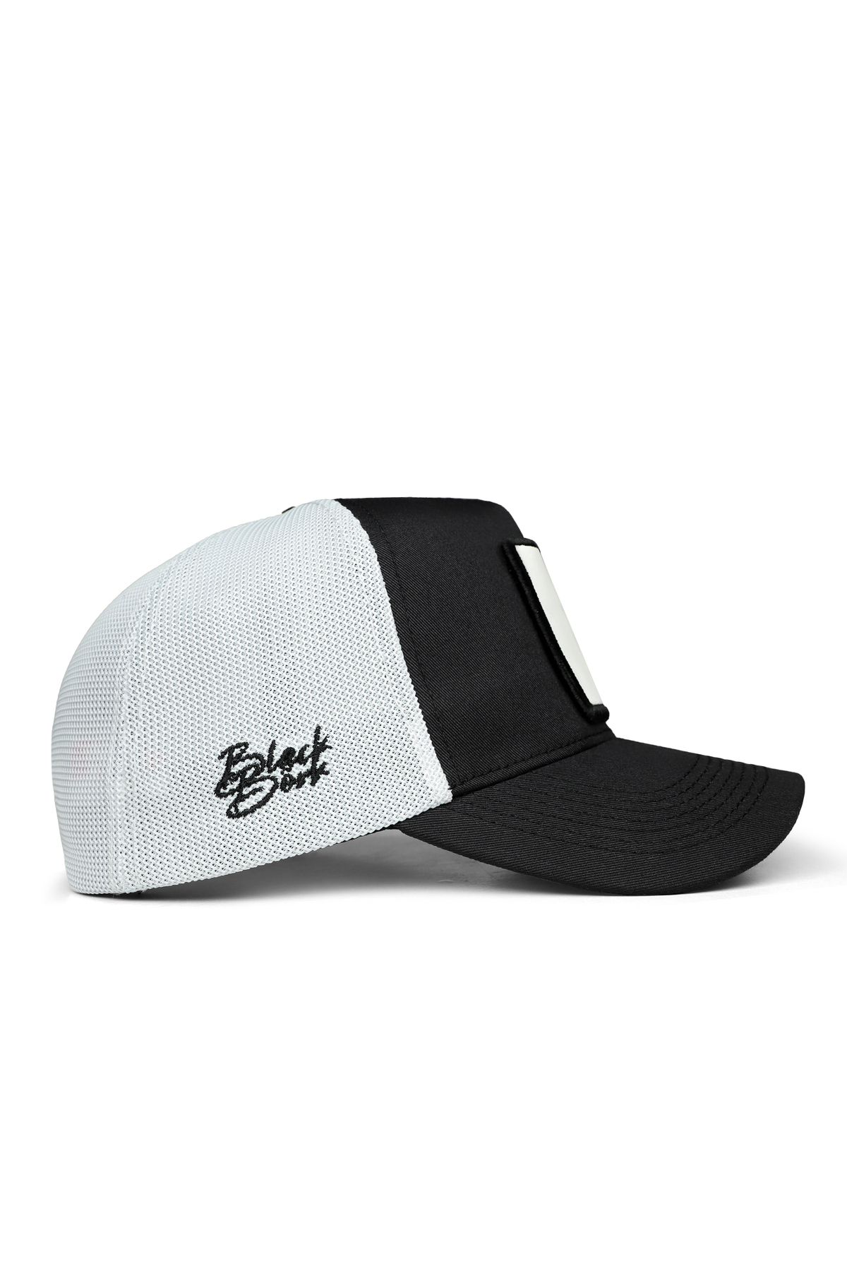 V1 Trucker Kartal - 6 Kod Logolu Unisex Siyah-Beyaz Şapka (Cap)