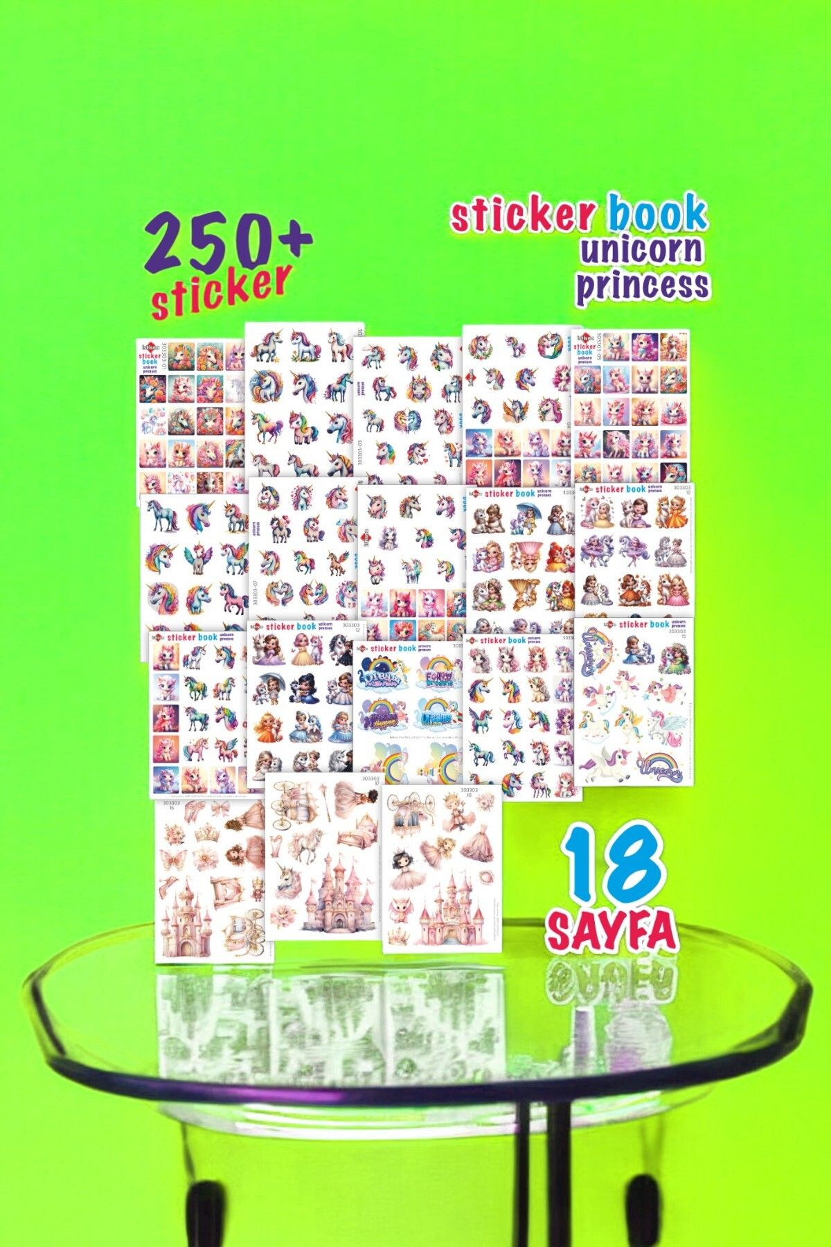 250 Unicorn Prenses Sticker Book Ajanda Bullet Journal Laptop Telefon Bavul Etiket Defteri Kitabı