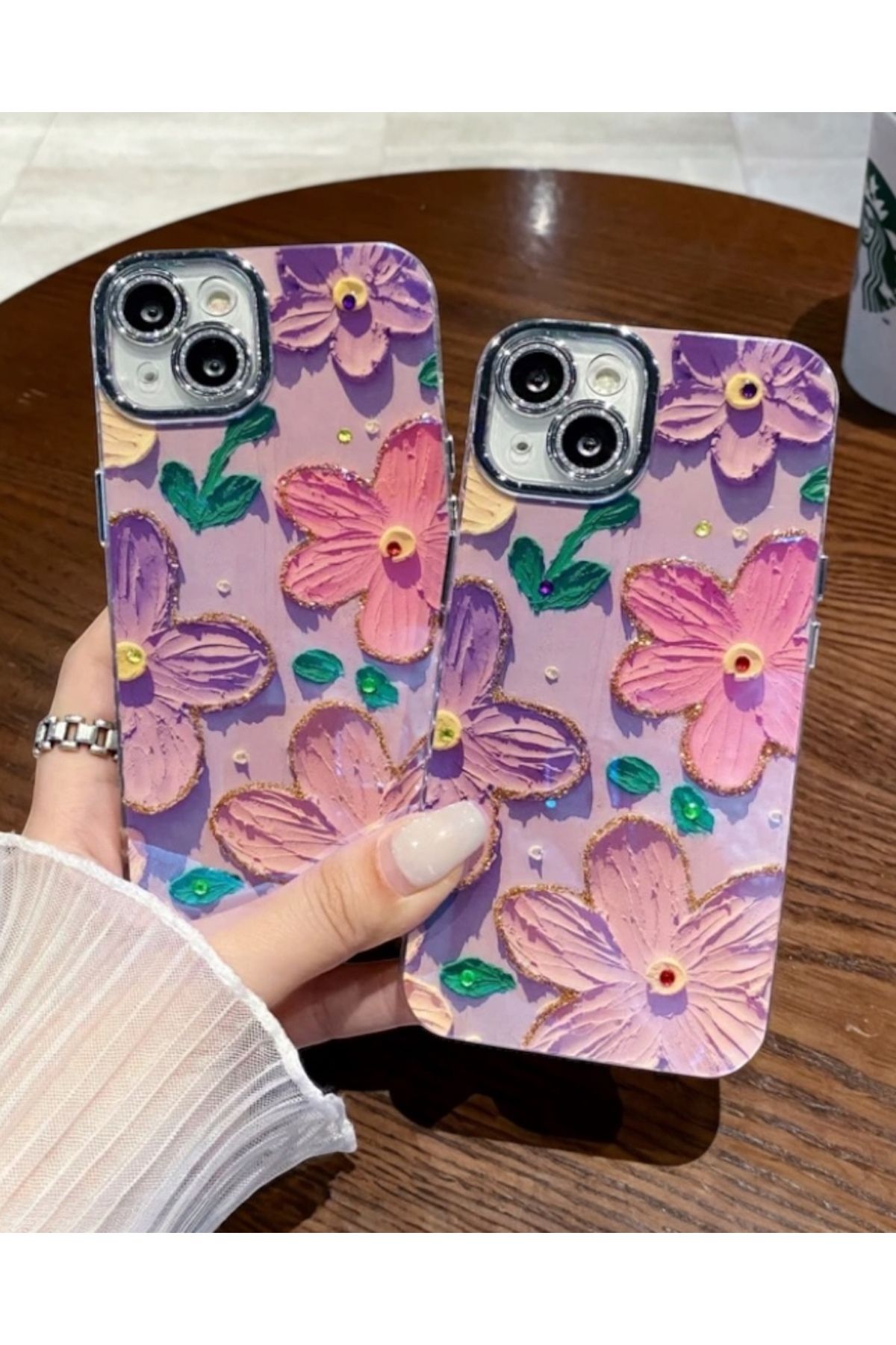 Iphone 15 Plus Uyumlu Hologram Flowers Kılıf