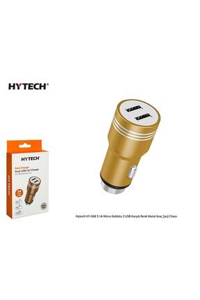 Hy-x68m 3.1a Micro Kablolu 2 Usb Karışık Renk Metal Araç Şarj Cihazı Image 0