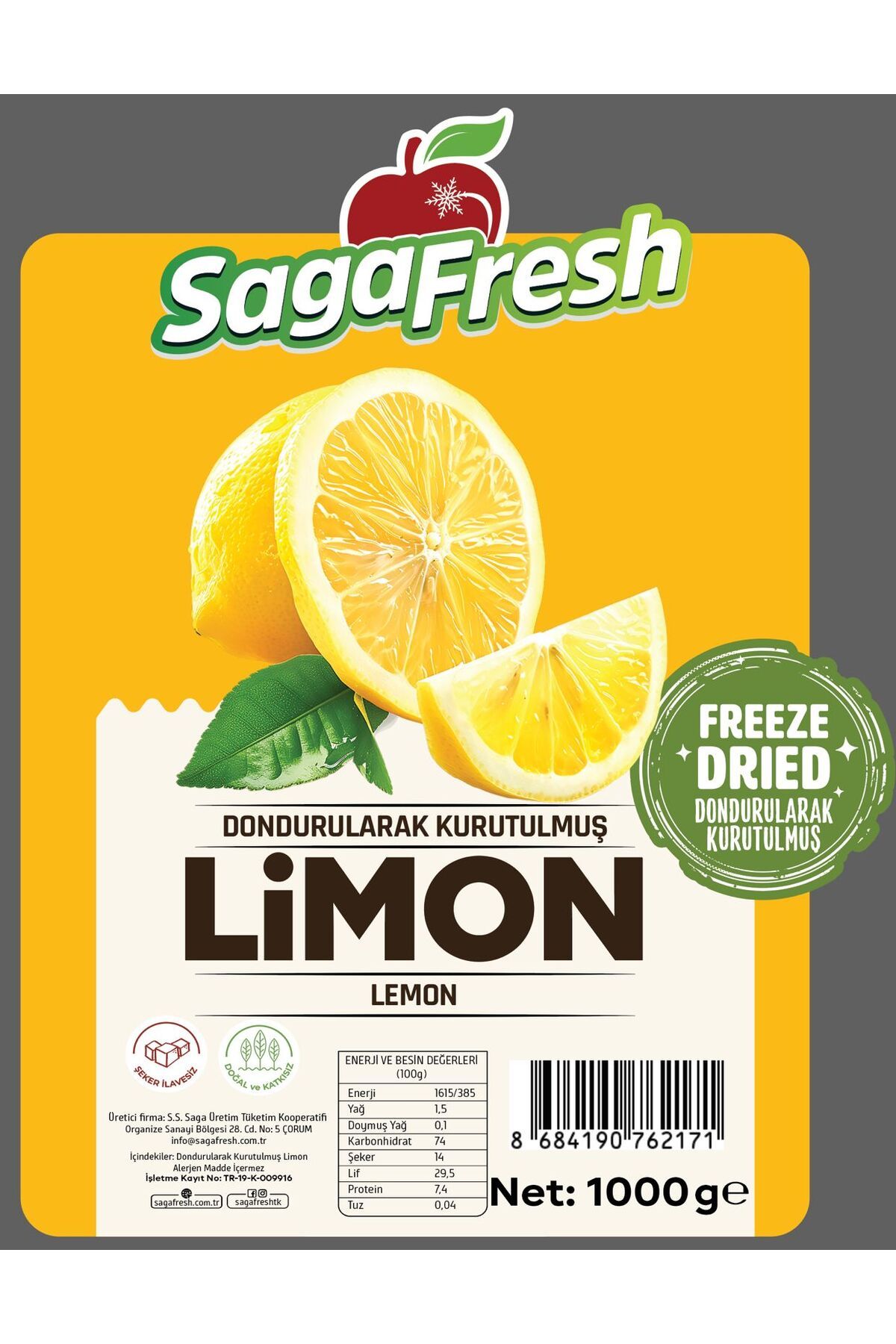 SagaFresh DondurularakKurutulmuş Limon Diliml...