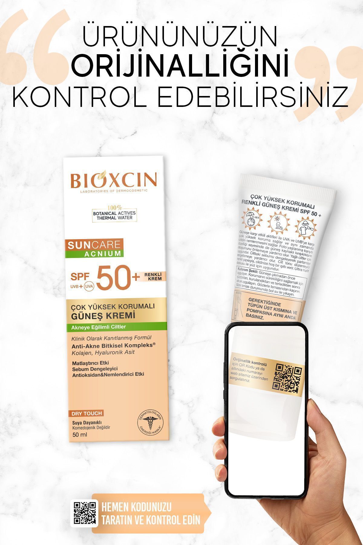 Sun Care Akneye Eğilimli Ciltler Için Renkli Güneş Kremi 50 Spf - Tinted, Akne, Dry Touch, Mat