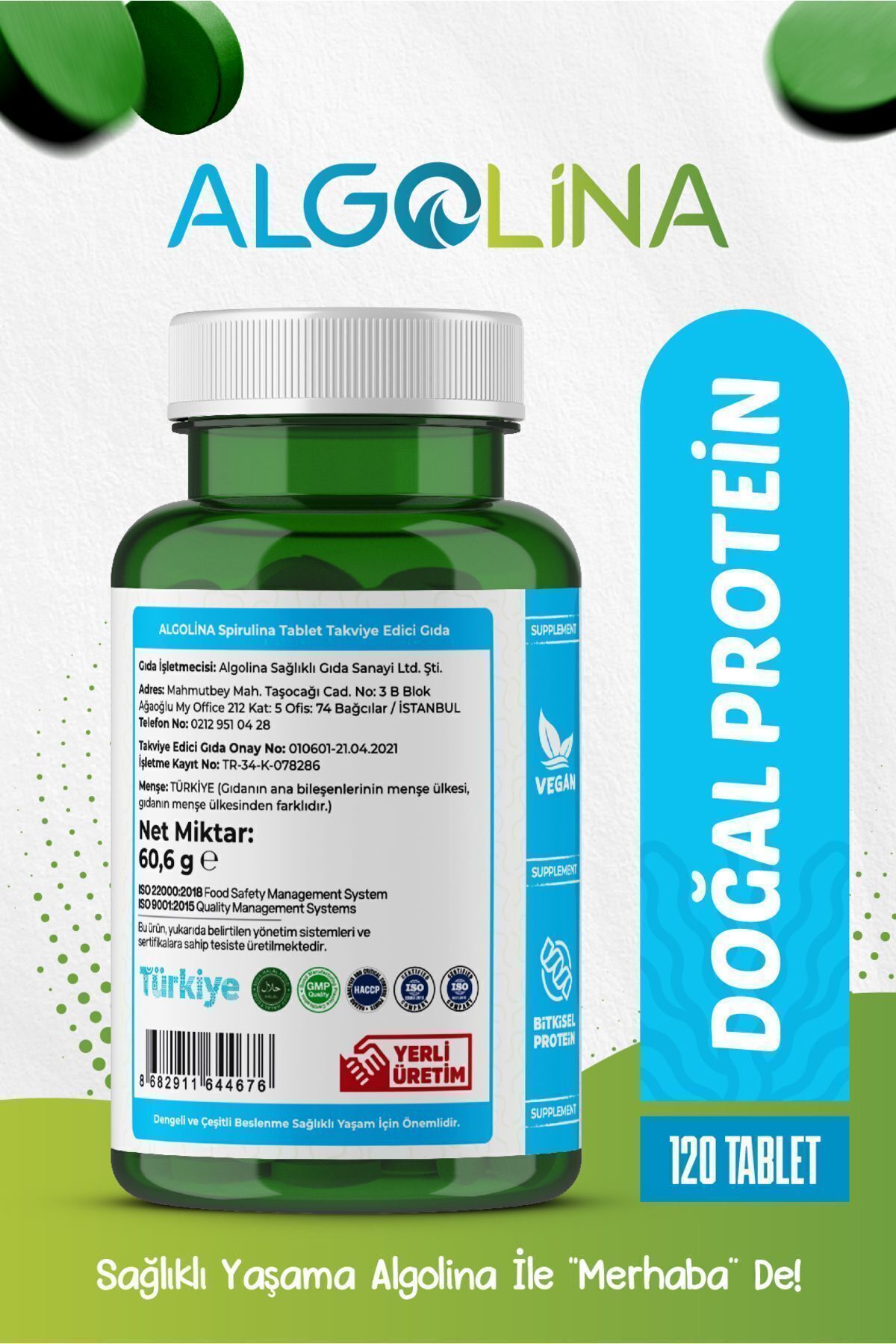 Spirulina 120 Tablet 525 Mg Protein - Takviye Edici Gıda