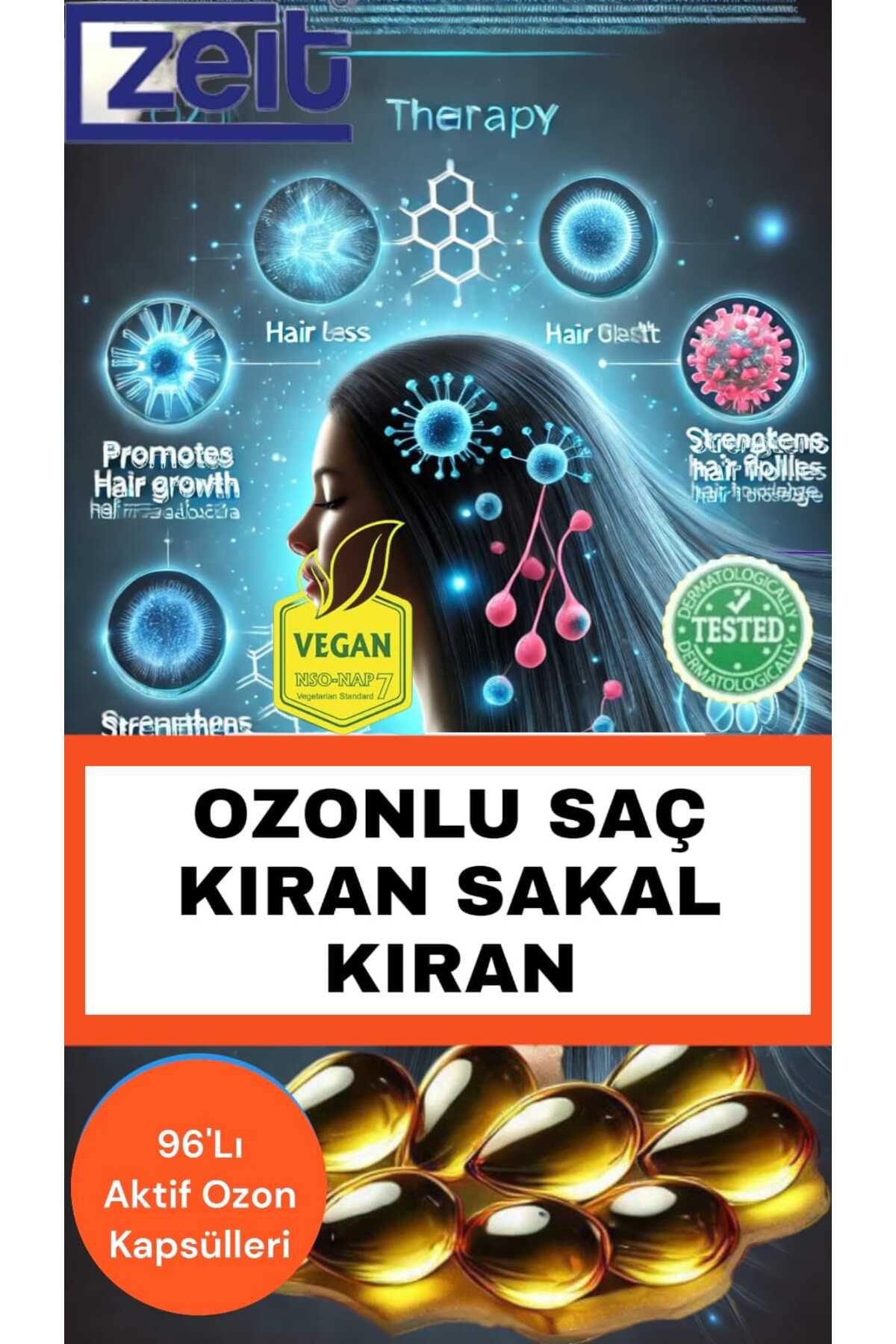 Ozonlu Saç Bakım Serumu Saç Ve Sakal Kı-rana Karşıtı Hızlı Saç Çıkarıcı Destek 72'li Ozon Kapsülleri