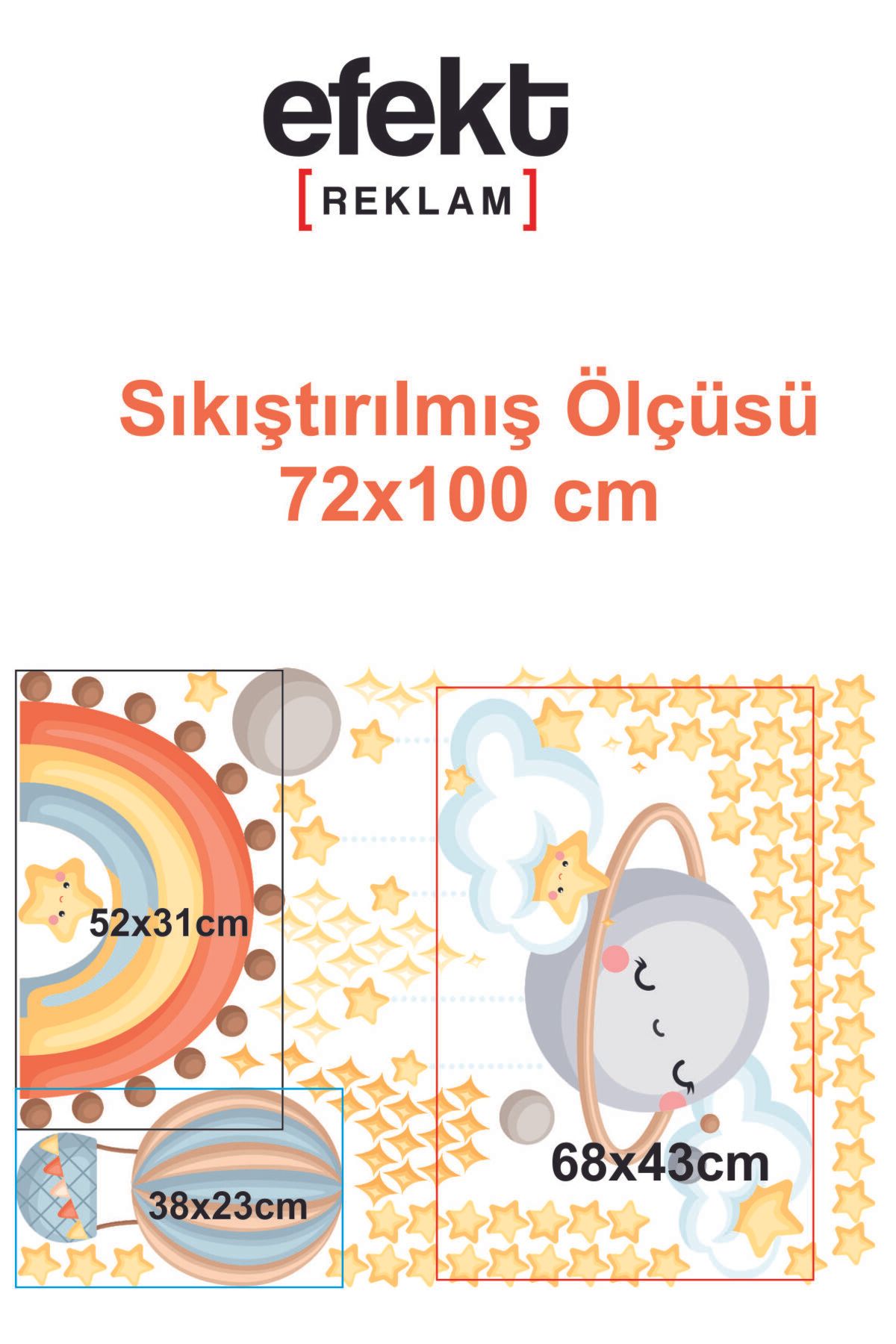 Mutlu Bulutlar Gökkuşağı Yıldız Ve Uçan Balon Çocuk Bebek Odası Duvar Kağıdı Aksesuarları Sticker