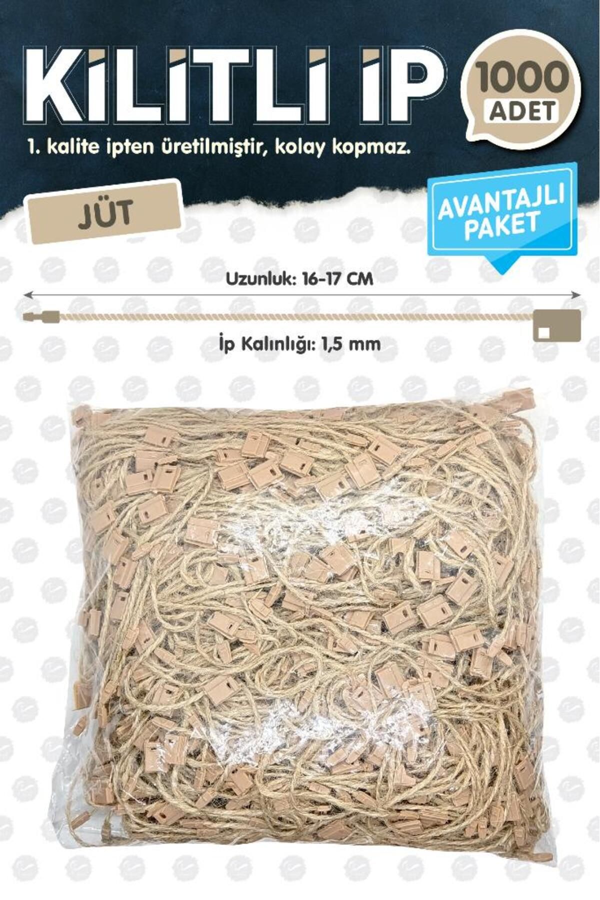 Kilitli İp Renkli Asmalı Etiket Bağlama İpi Lock String Tag Rope 1000 Adet Jüt/Kırnap-T1081