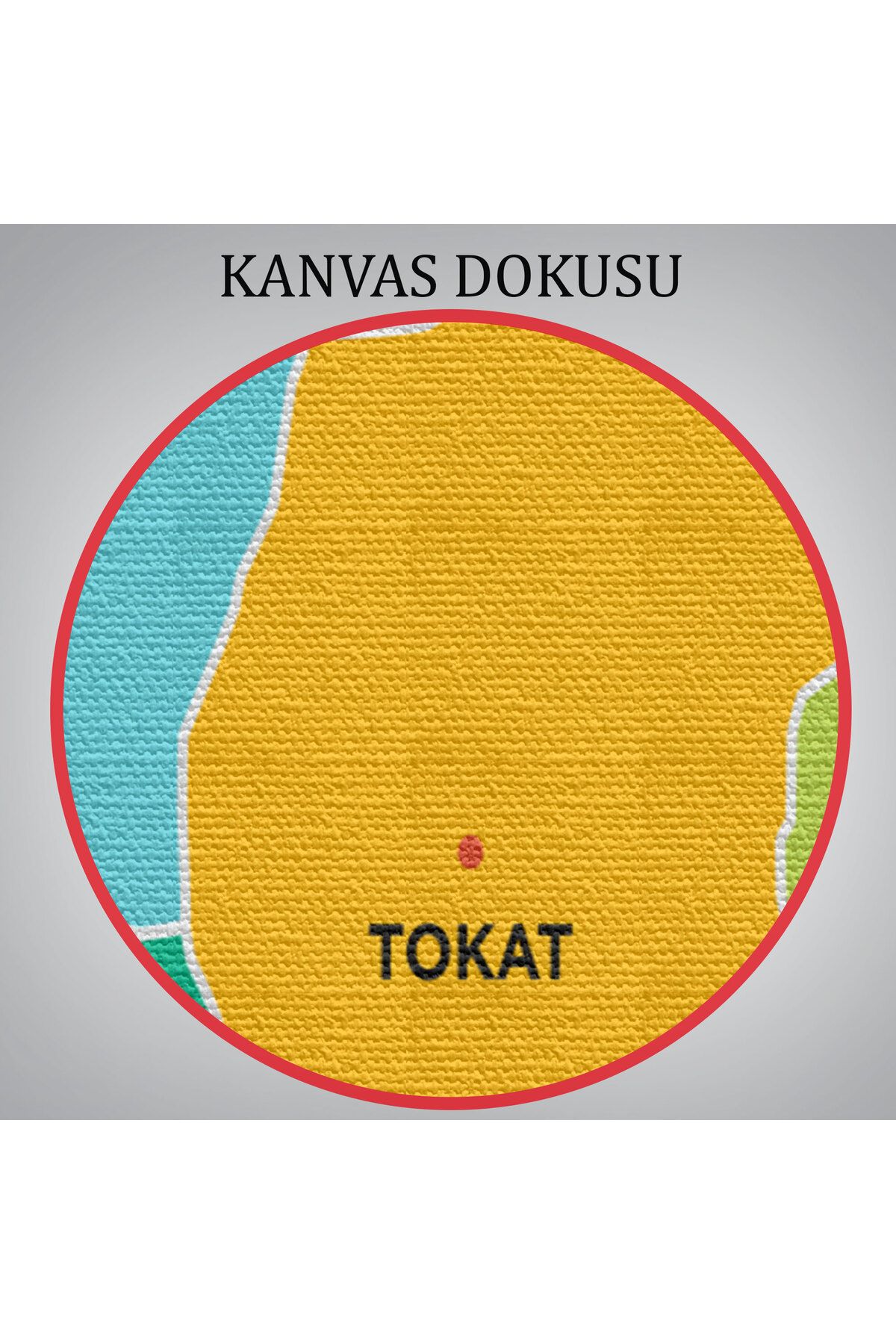 Tokat İli ve İlçeler Haritası  Dekoratif Kanvas Tablo 1466