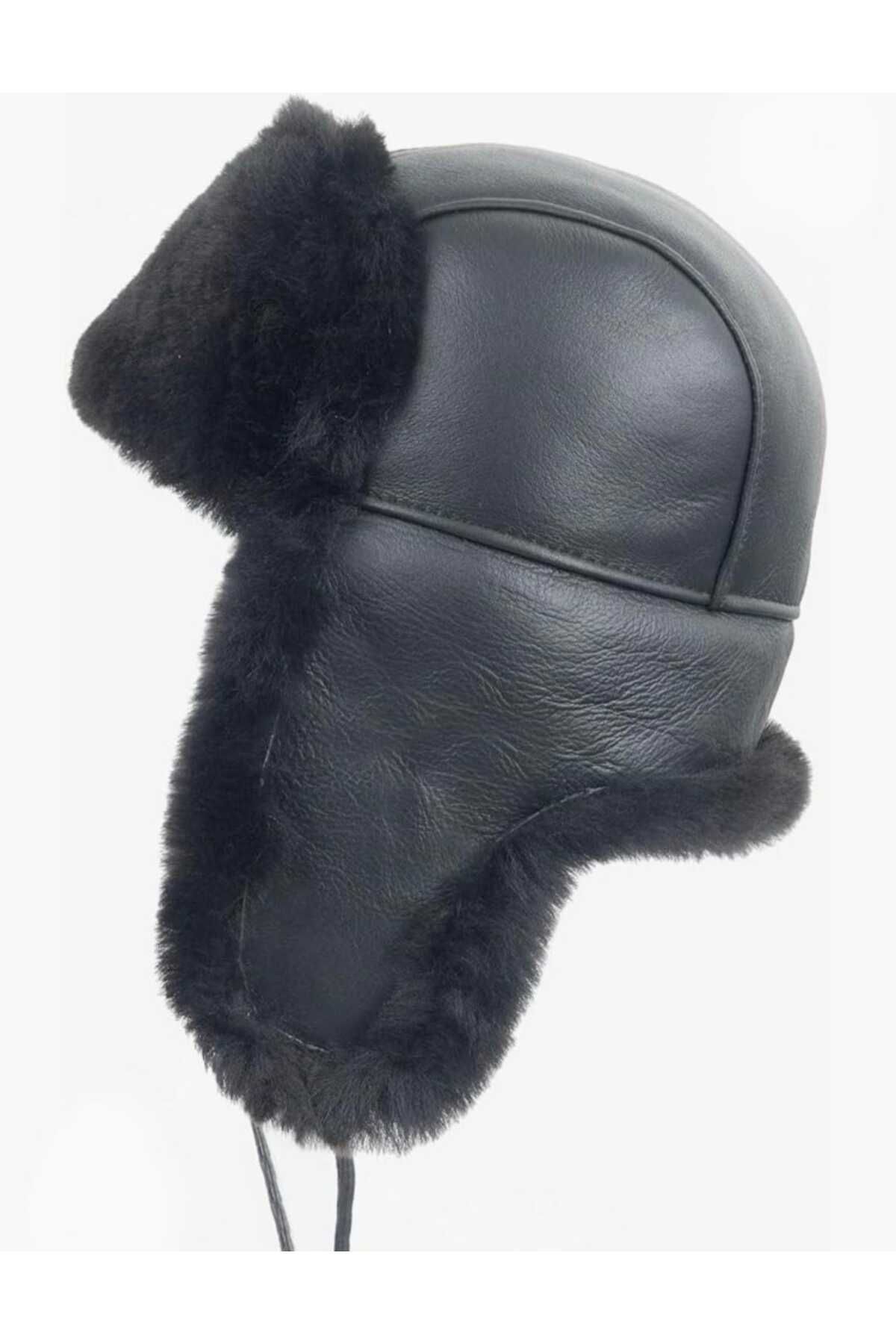 Ushanka Deri Kürklü Unisex Pilot Şapka