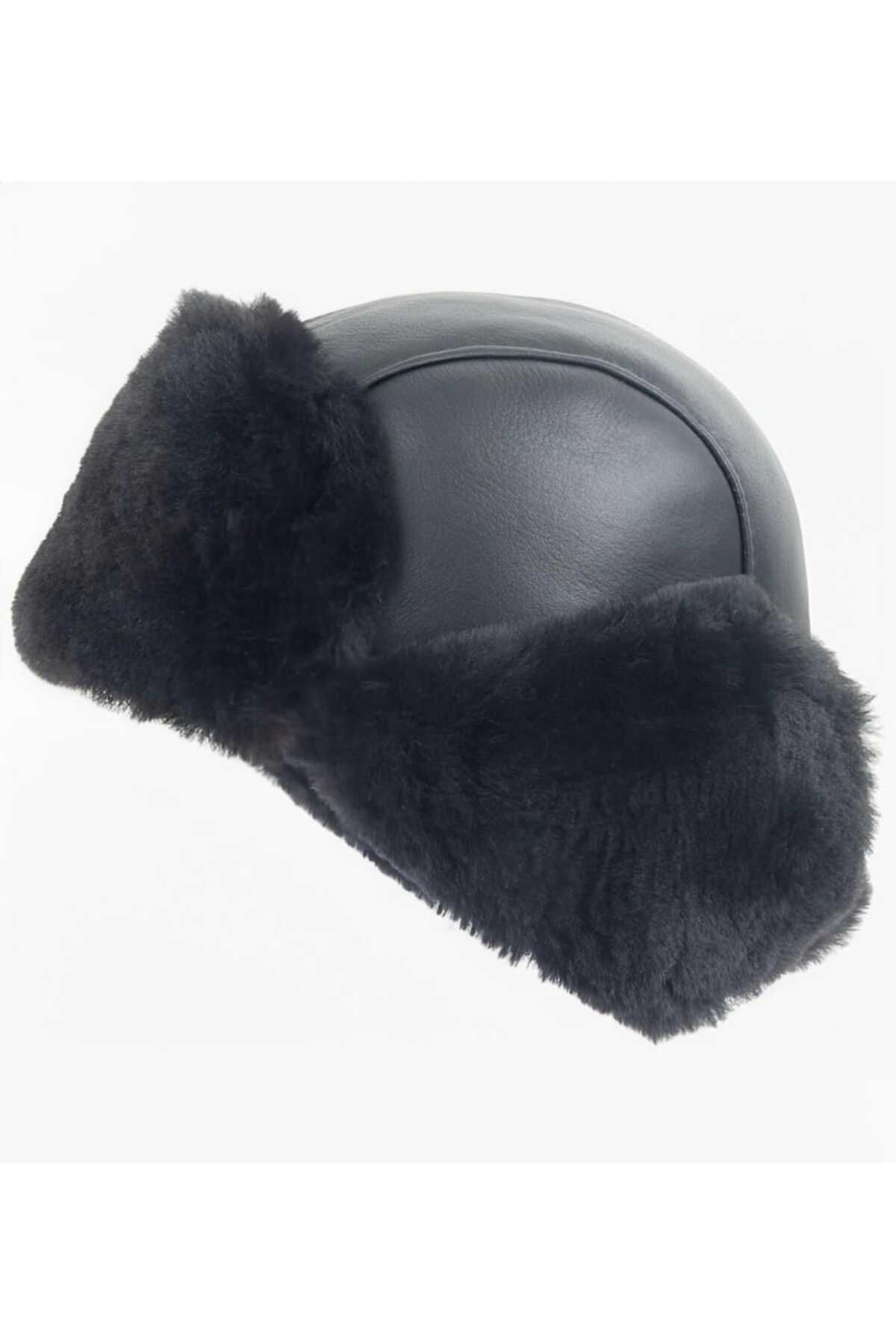 Ushanka Deri Kürklü Unisex Pilot Şapka