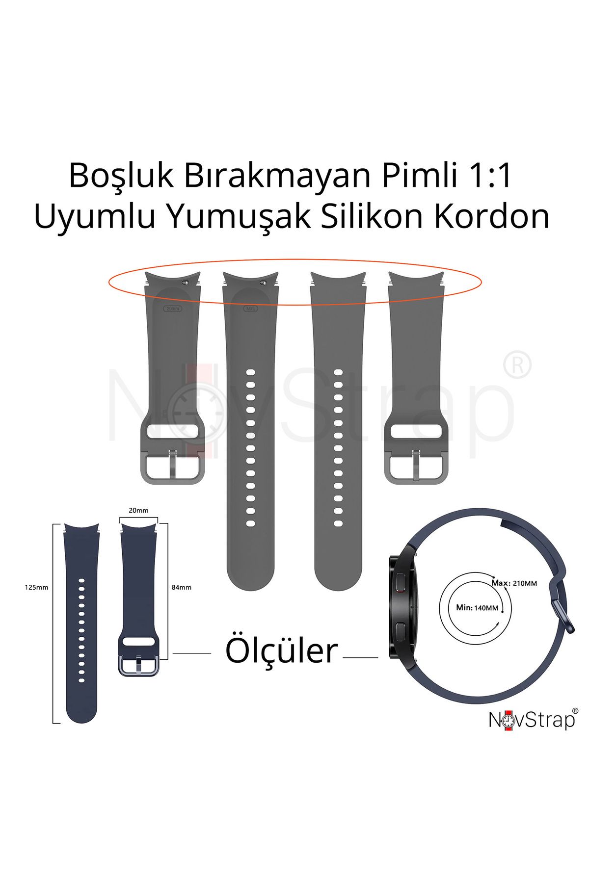 Samsung Galaxy Watch 7 6 5 Pro 4 Fe 40 42 43 44 45 46 47 Mm Uyumlu Kordon Tam Kapatan Pimli