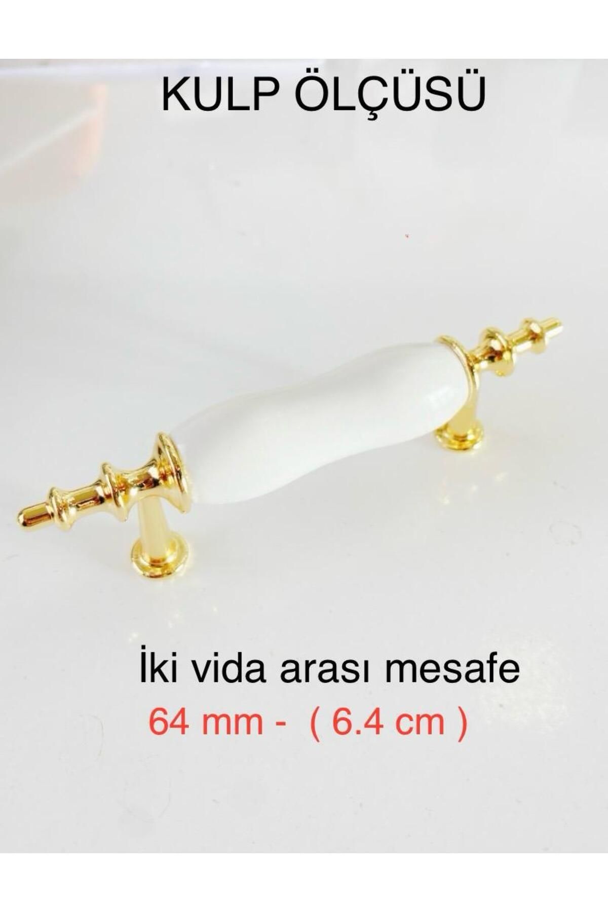 Porselen Metal Mobilya Kulpu Kulbu  Dolap Çekmece  Mutfak  Çocuk  Kulp Kulb -Asos64mm -STK3291