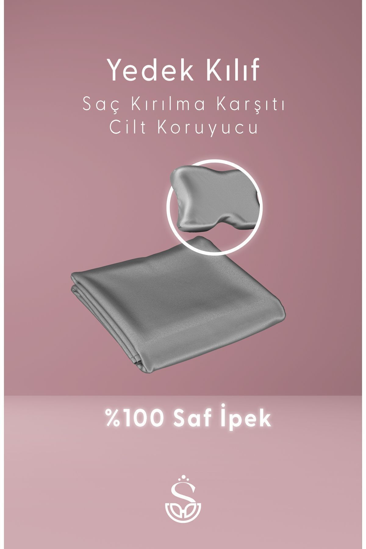 Shine Pillow%100 Saf IpekKılıfı - Gri Ipek Kı...