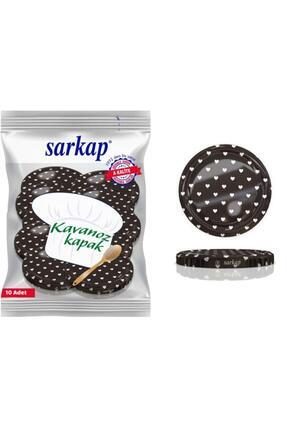 Hijyenik Paketli 10 Adet Kavanoz Kapağı – Siyah Kalpli - 82mm Image 0