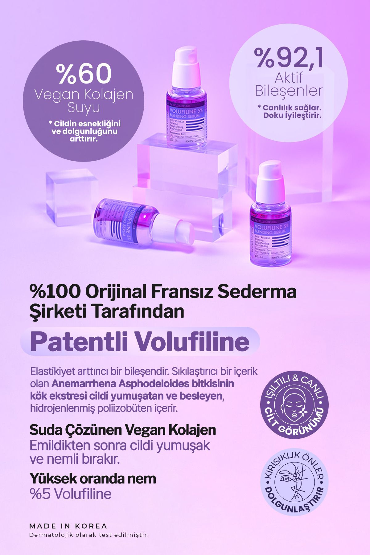 %5 Volufiline Içeren Dolgunlaştırıcı, Sıkılaştırıcı Çift Fazlı Serum Blending Serum