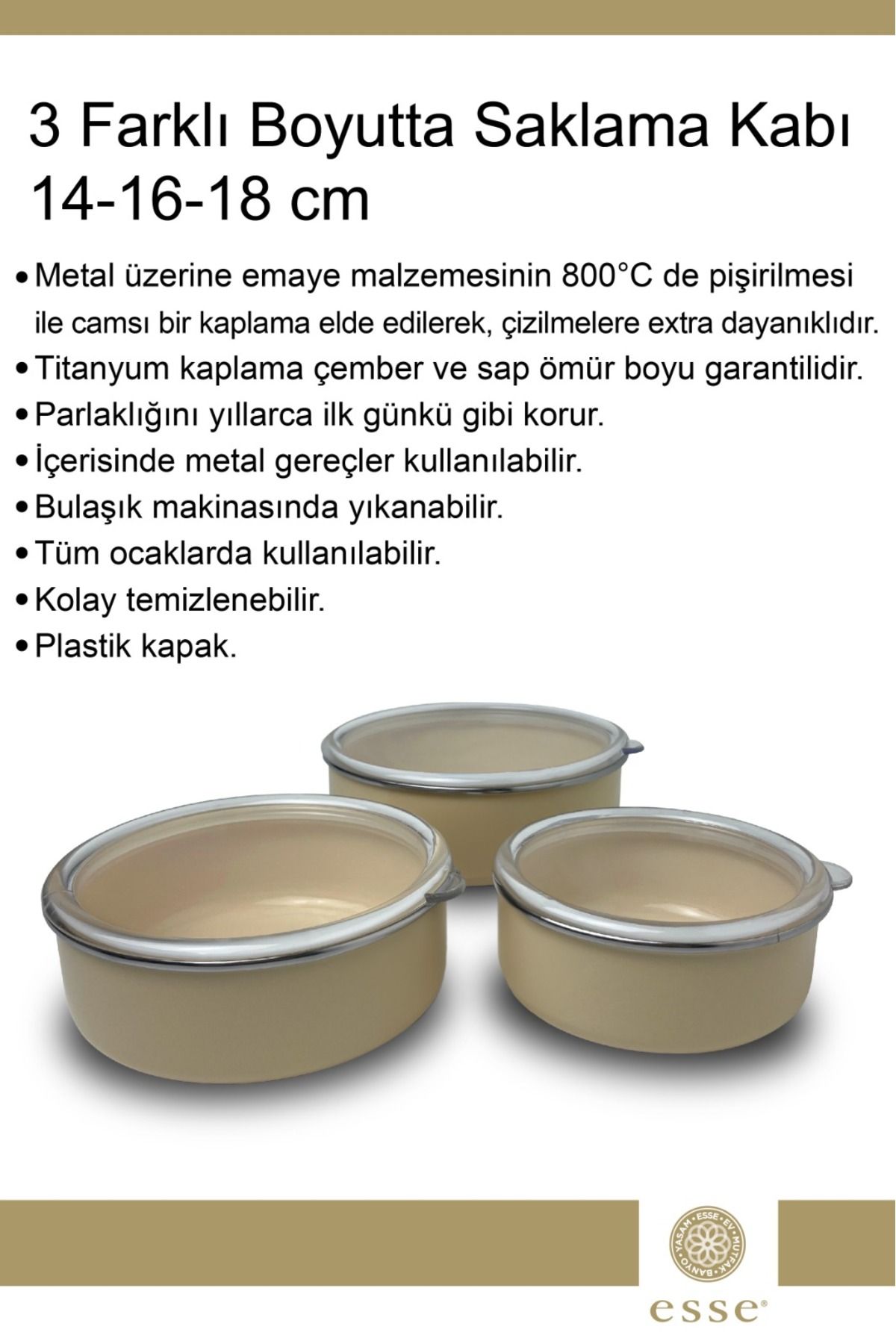 Emaye Saklama Kabı 14-16-18 cm ESE100