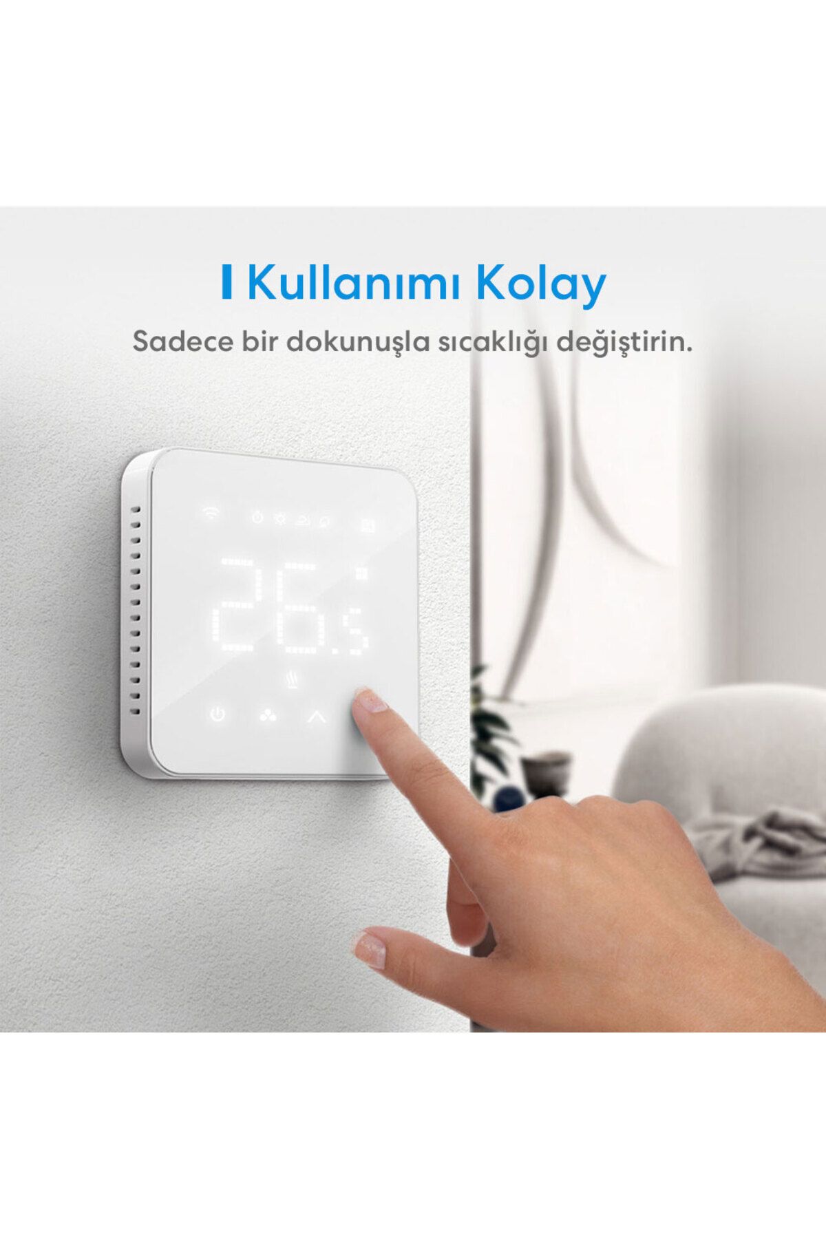 Wi-fi Uzaktan Kontrollü Yerden Isıtmalı Elektrik Bağlantılı Akıllı Termostat