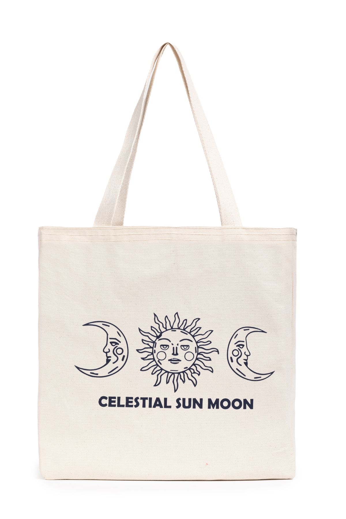 Baskılı Körüklü Kanvas Bez Çanta Celestial Sun Moon