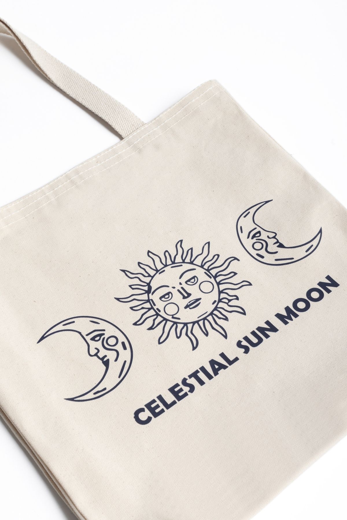 Baskılı Körüklü Kanvas Bez Çanta Celestial Sun Moon