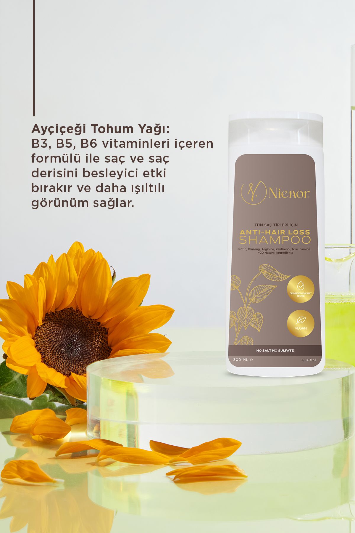 Dökülme Karşıtı Şampuan,tüm Saçlar,vegan, Hızlı Uzatma,sülfatsız Tuzsuz Saç Dökülmesine Karşı 300ml