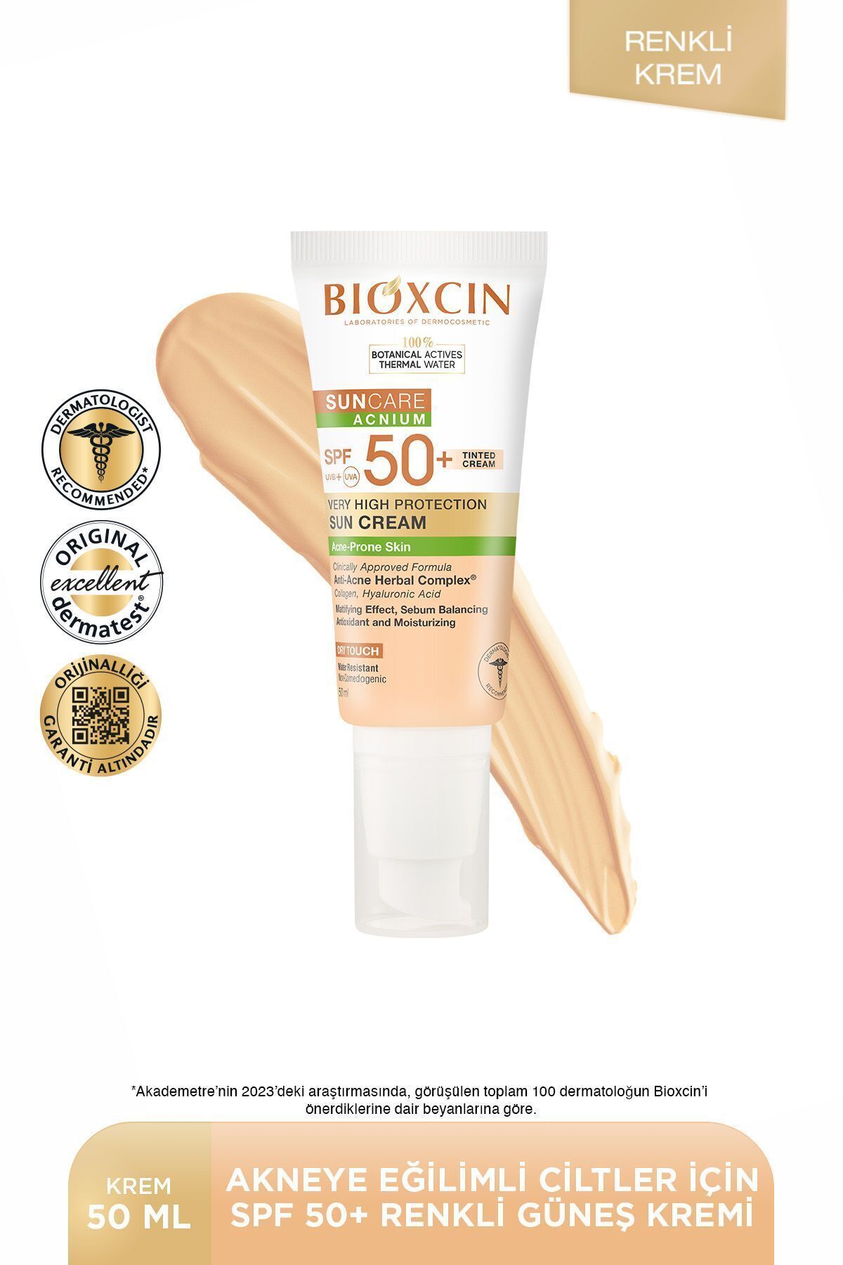 Sun Care Akneye Eğilimli Ciltler Için Renkli Güneş Kremi 50 Spf - Tinted, Akne, Dry Touch, Mat