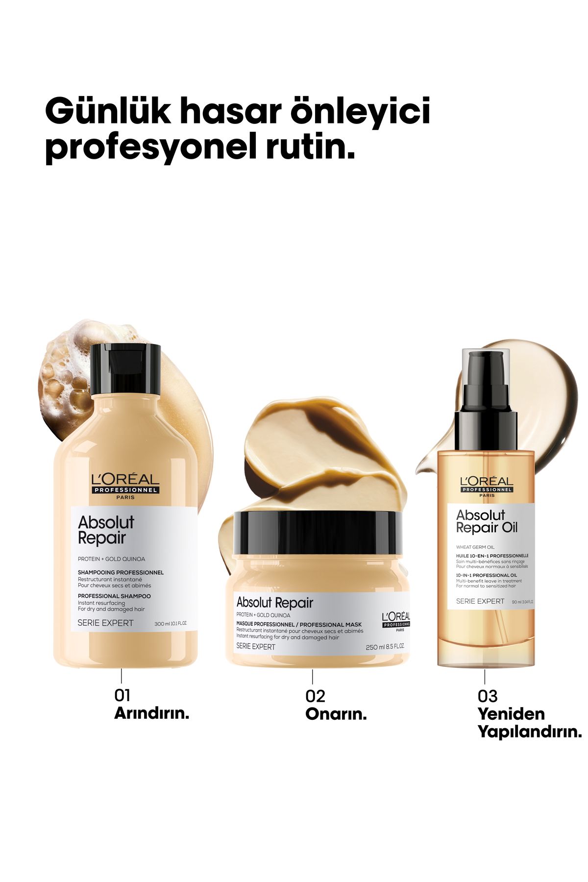 Loreal Serie Expert Absolut Repair 10 In 1 Yıpranmış Saçlar Için 10 Etkili Mucize Saç Bakım Yağı 90