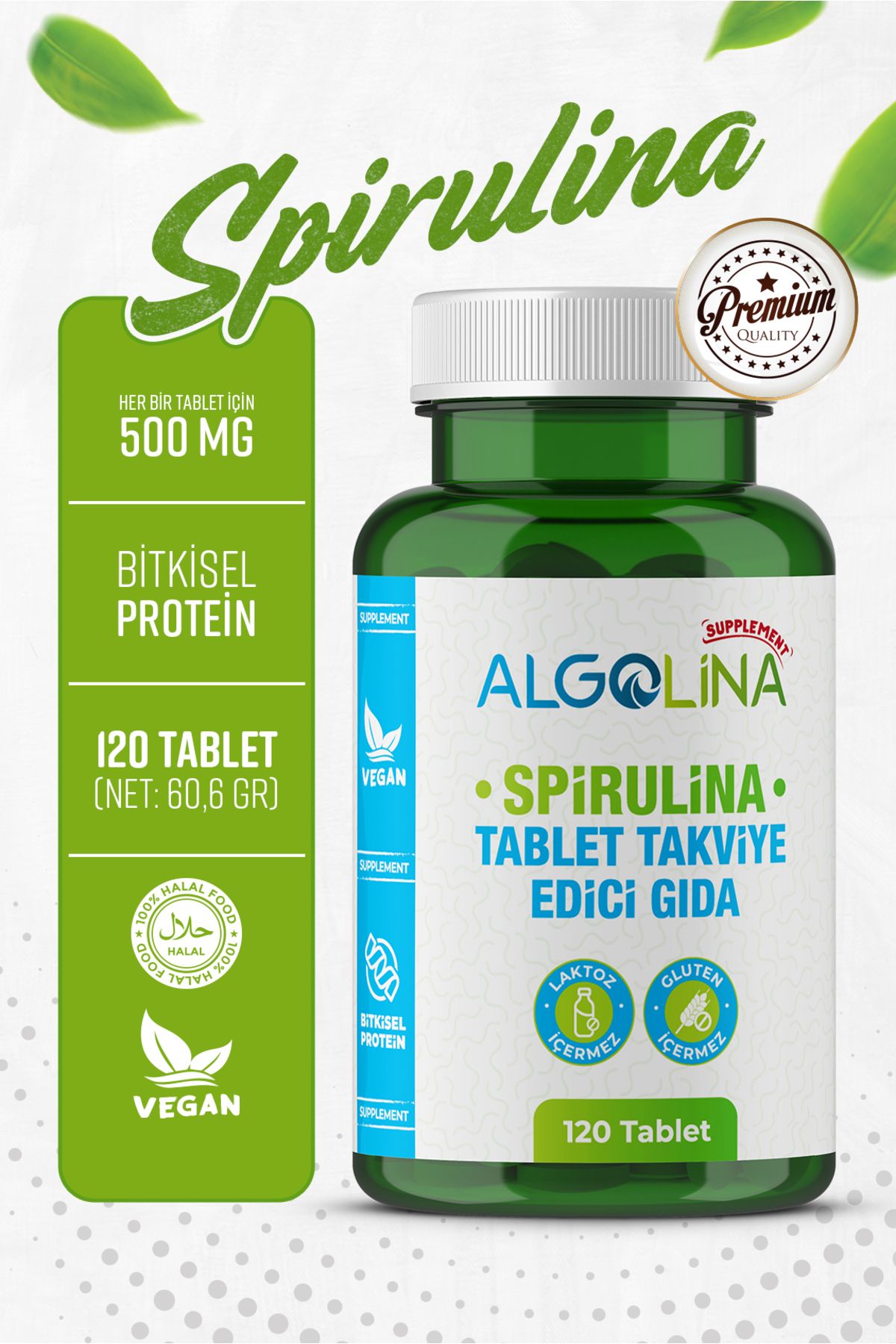 Spirulina 120 Tablet 525 Mg Protein - Takviye Edici Gıda