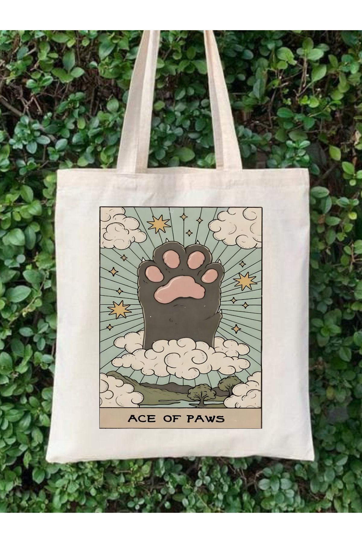 CemiraAce Of Paws KediPatisi Tasarım Tote Bag...