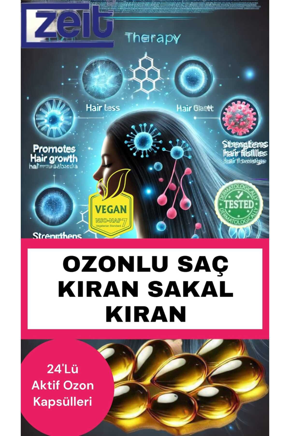 Ozonlu Saç Bakım Serumu Saç Ve Sakal Kı-rana Karşıtı Hızlı Saç Çıkarıcı Destek 72'li Ozon Kapsülleri