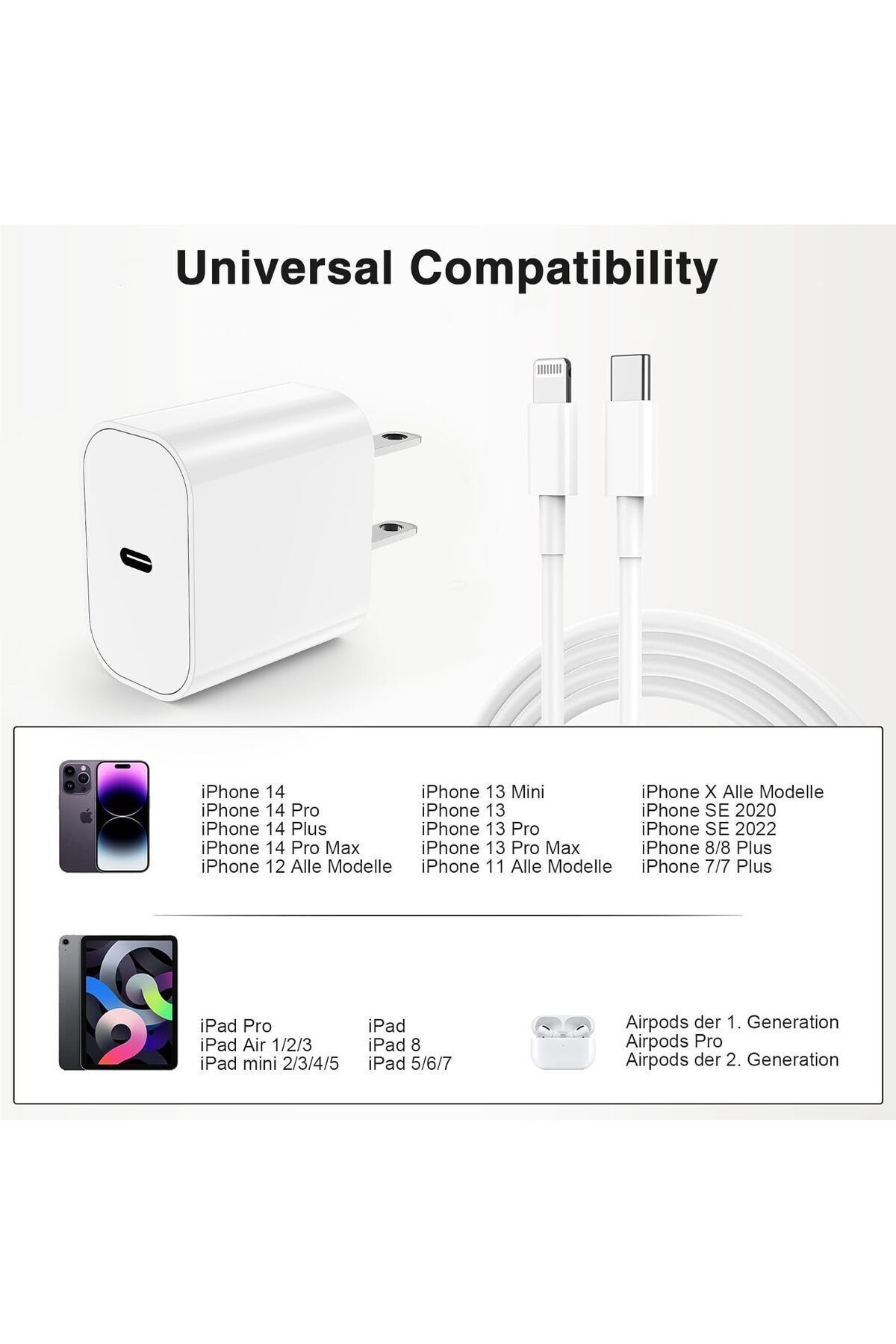 20 W Tüm Serilerle Uyumlu Hızlı Şarj Aleti Kablo Adaptör Set Iphone 11/12 /13/14/ Pro Max