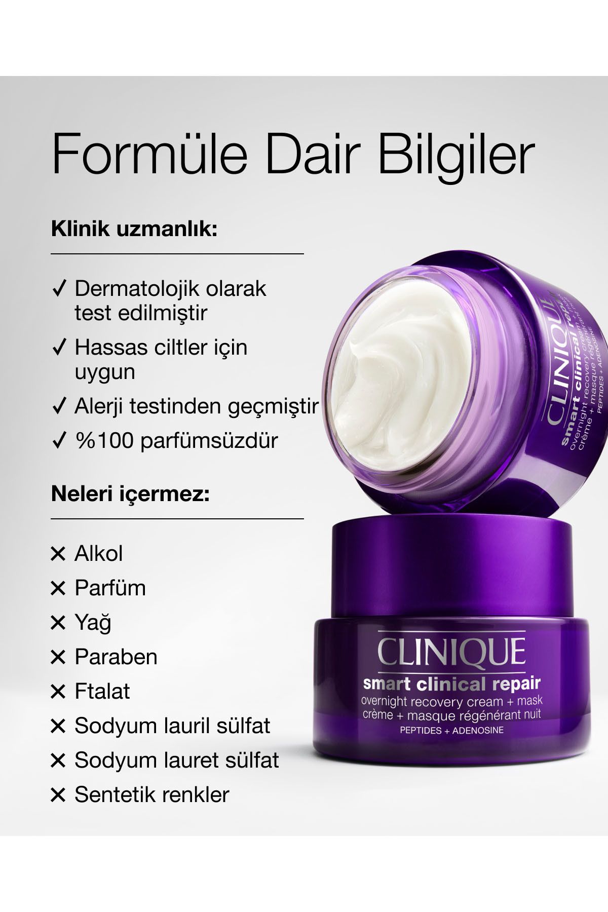 Smart Clinical Repair™ Onarmaya Yardımcı Gece Bakım Kremi & Maskesi 50 ml | Hyalüronik Asit, Peptit