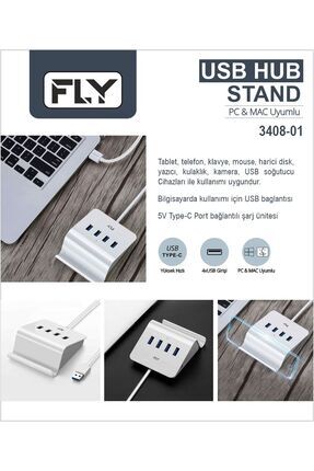 -3408-01 Tip-c 4'lü Usb Şarj Standı ,pc-mac Image 0