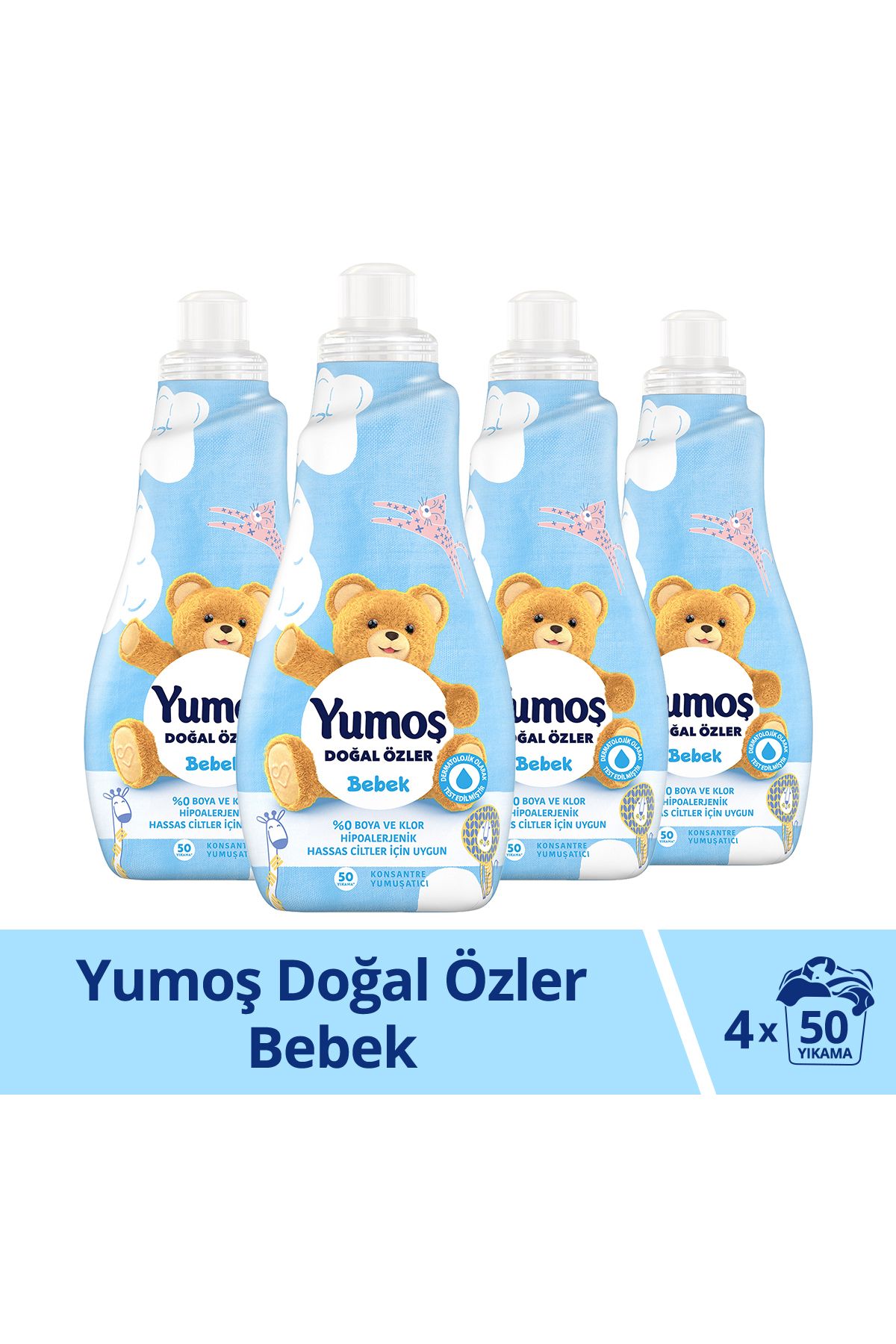 Doğal Özler Konsantre Çamaşır Yumuşatıcısı Bebek 1200 ml 50 Yıkama 4 Adet