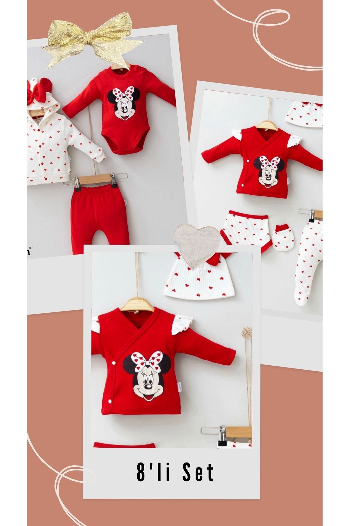 BabyBird Mickey Desenli % 100Pamuk 8'li Kız B...