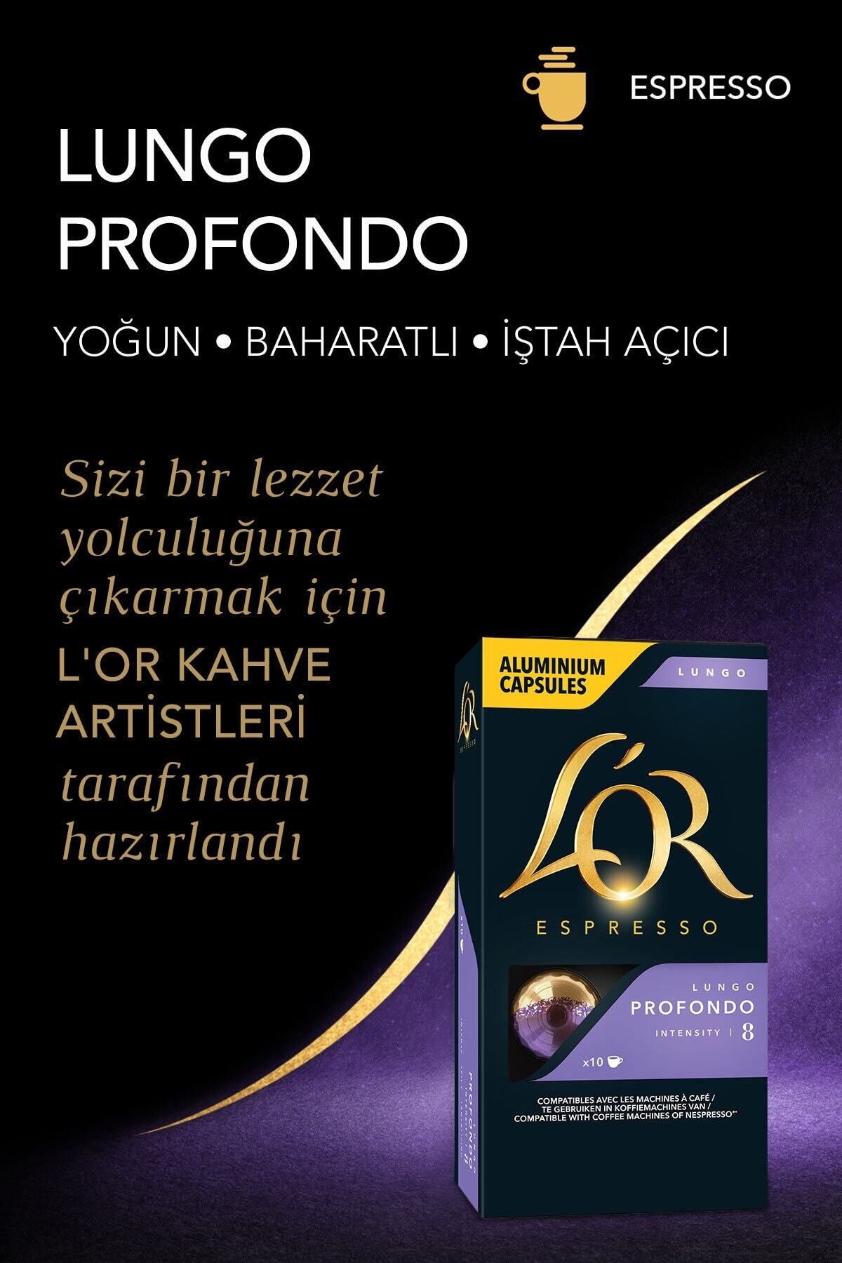 Lungo Profondo Intensity 8 Nespresso Uyumlu Kapsül Kahve Fırsat Paketi 10 Adet X 3 Paket