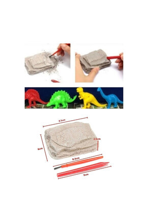 Arkeolojik Renkli Mini  Dinozor Kazı Oyun Eğlence Etkinlik Seti ( 2 Kutu ) Kazı ve Fırça Dahil. Image 0